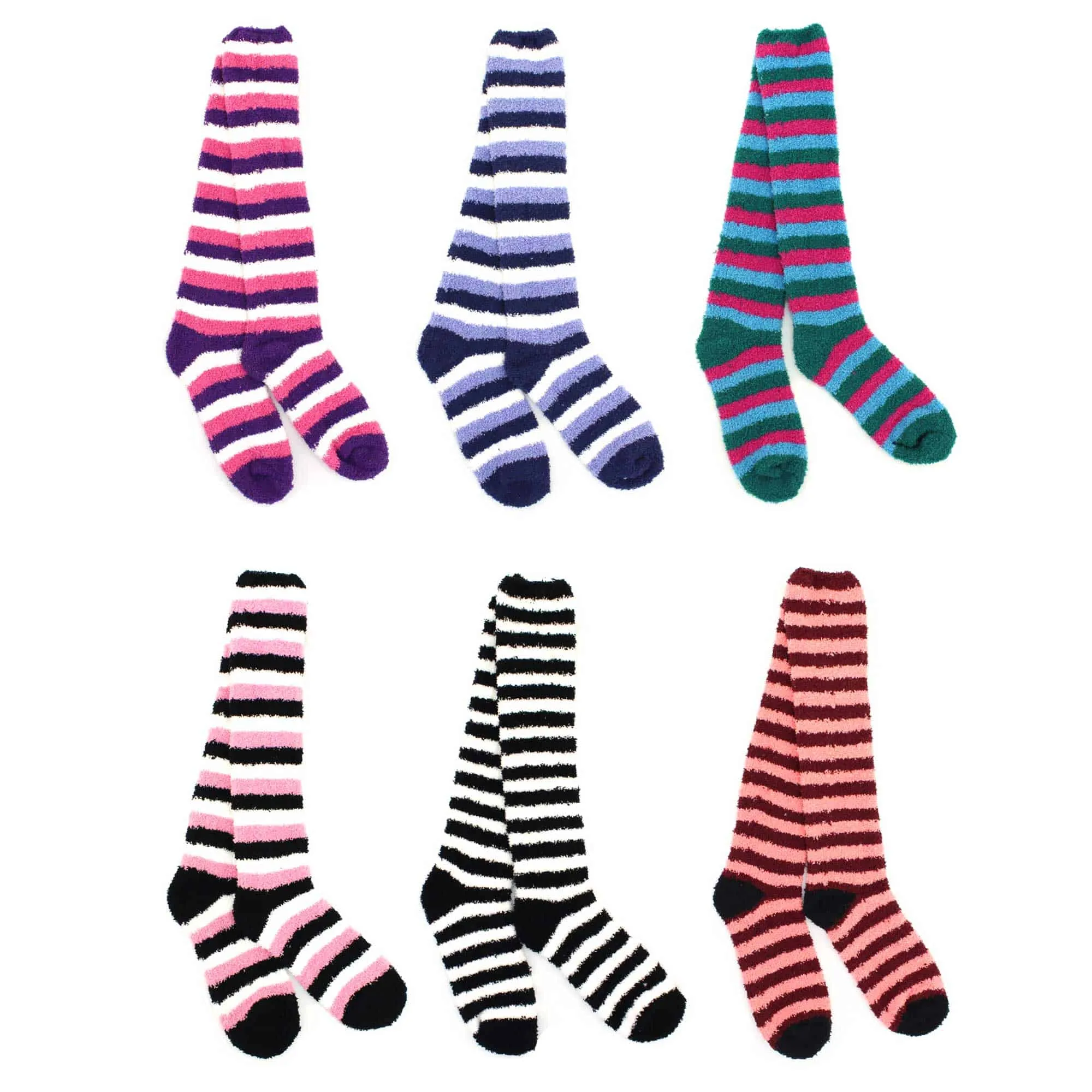 Women's Fuzzy Patterened Knee High Socks