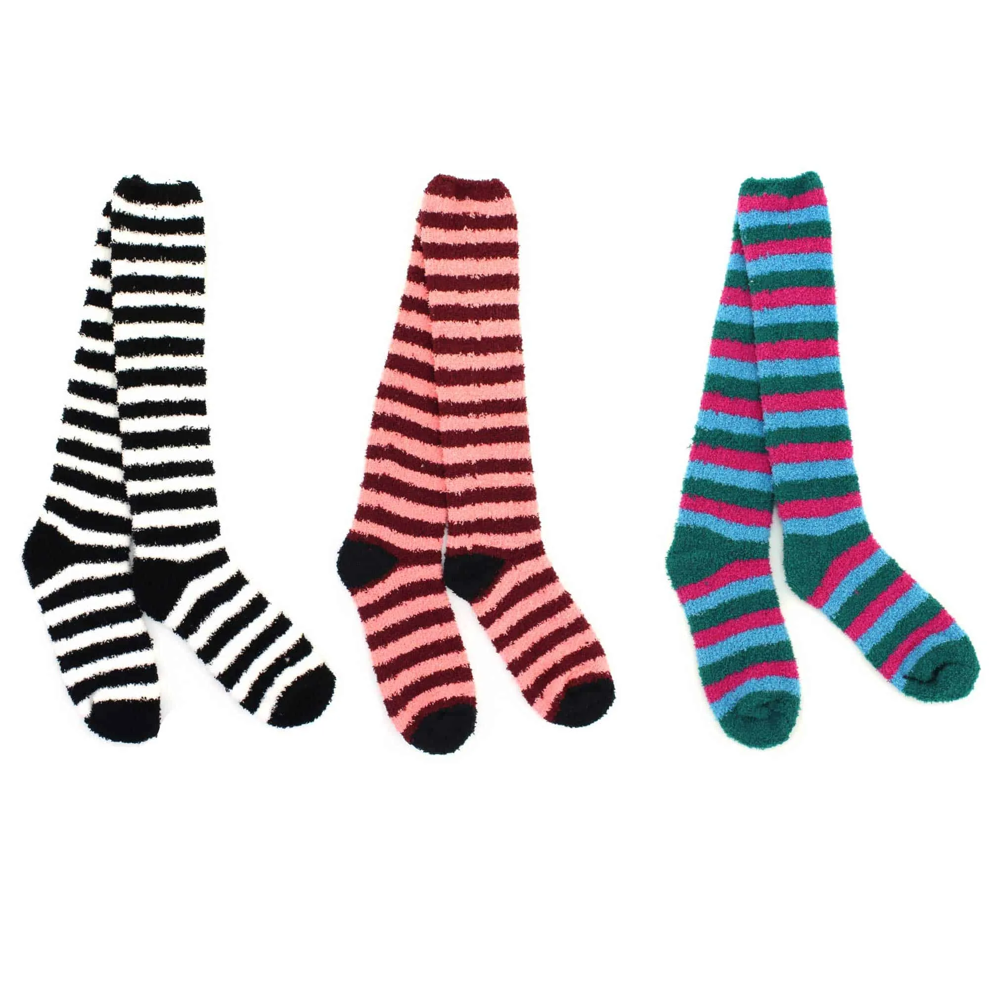 Women's Fuzzy Patterened Knee High Socks