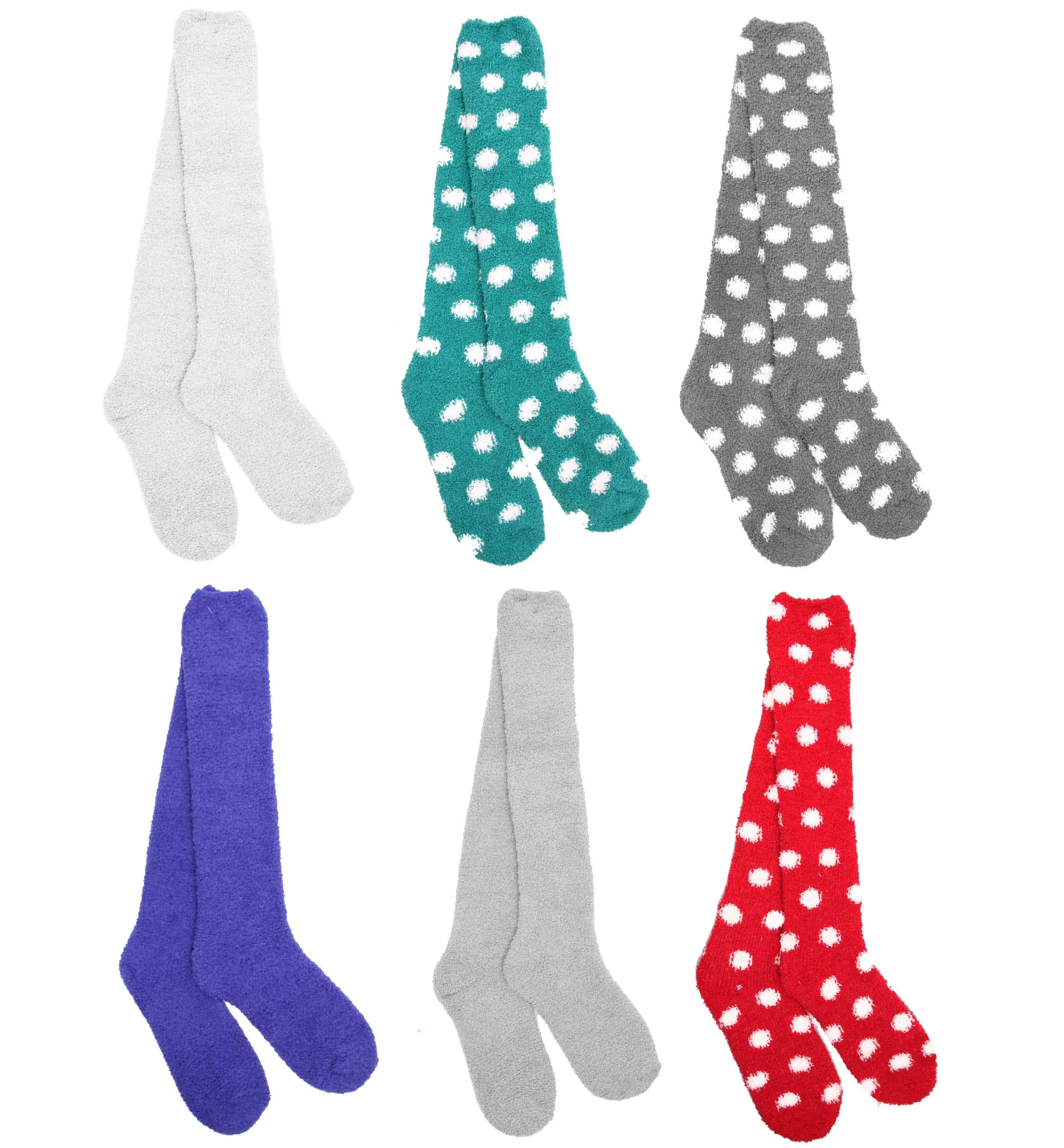 Women's Fuzzy Patterened Knee High Socks