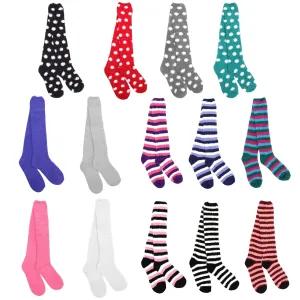 Women's Fuzzy Patterened Knee High Socks