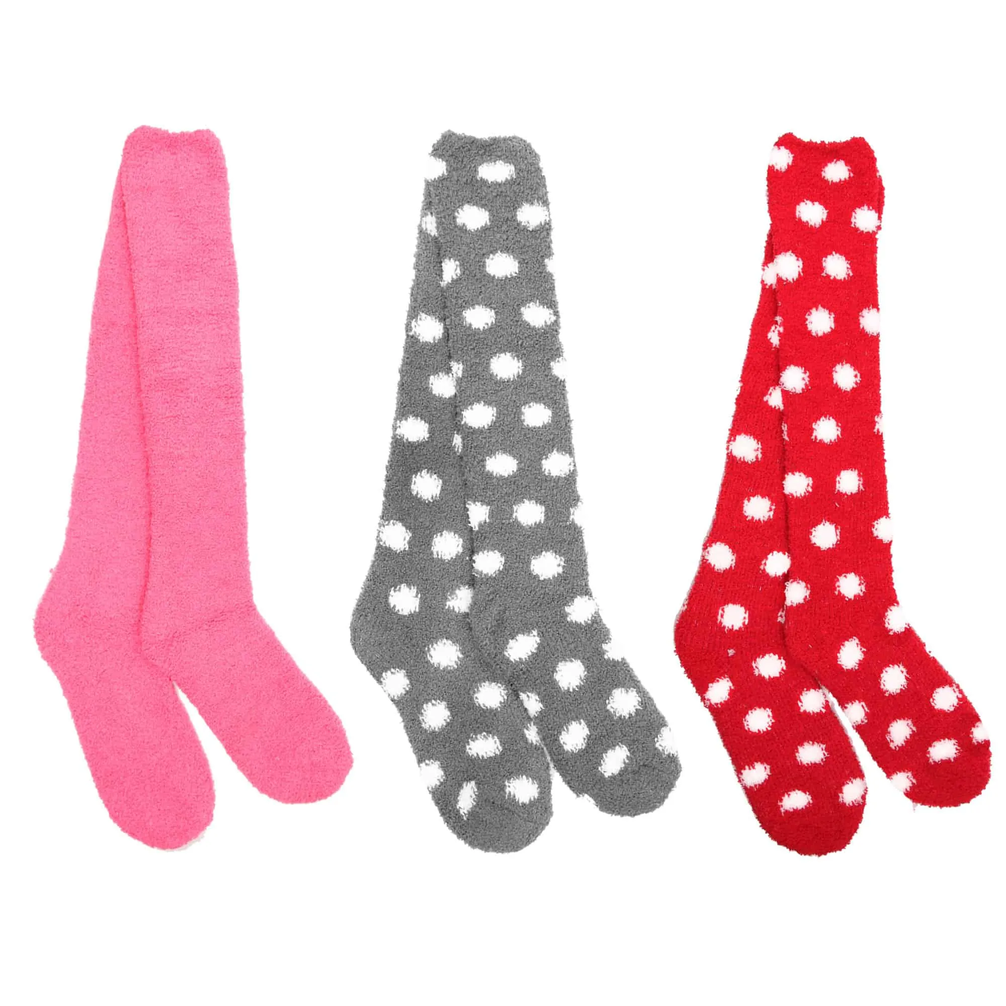 Women's Fuzzy Patterened Knee High Socks