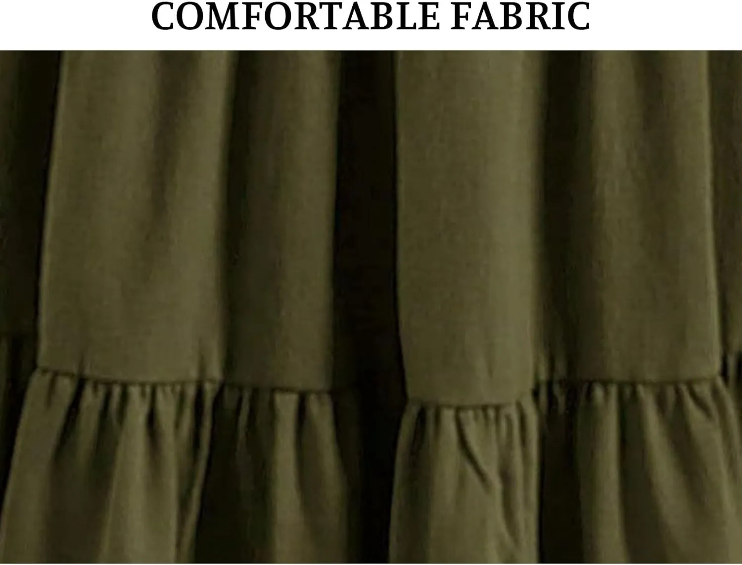 Womens Midi Skirts Elastic High Waist A-Line Swing Skirts Long Ruffle Tiered Hem Maxi Skirt